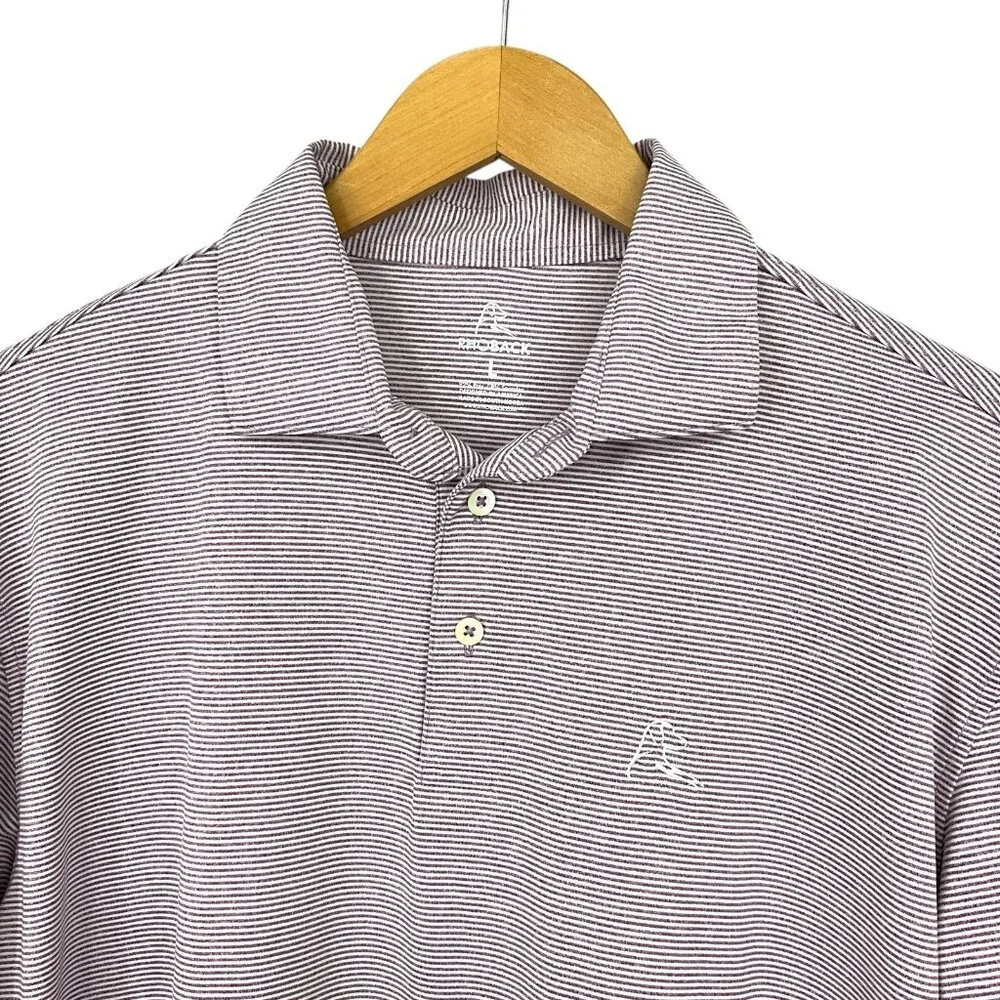 Rhoback The Whaler Performance Polo Purple Heather Stripe Men's L Long Sleeve - Picture 3 of 11